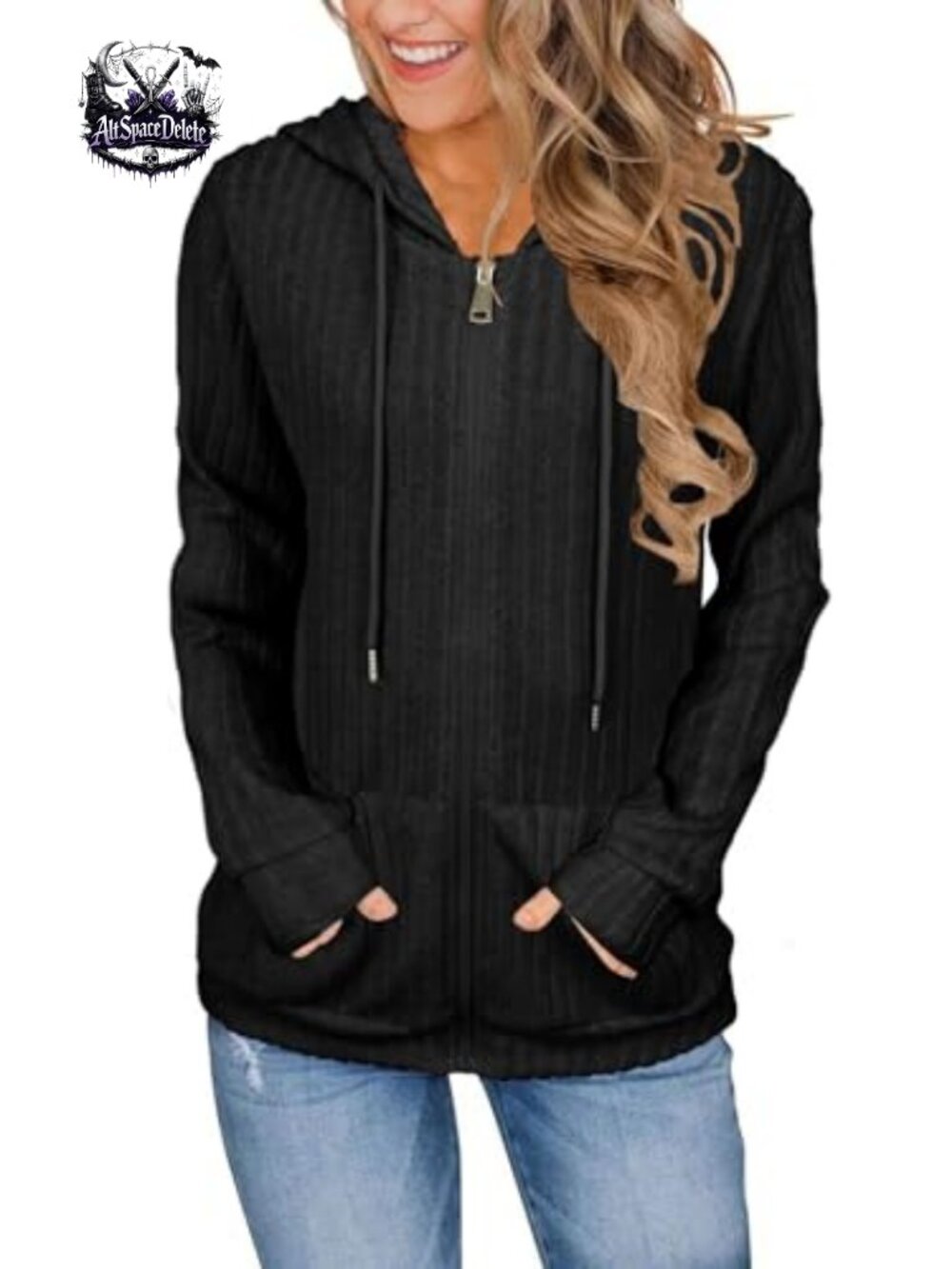 JomeDesign Women's Rayon Blend Full Zip Hoodie Sweatshirt with Pockets